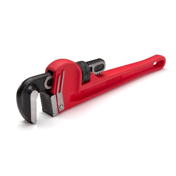 Steelman 14-Inch Heavy-Duty Cast Iron Straight Handle Pipe Wrench 60882