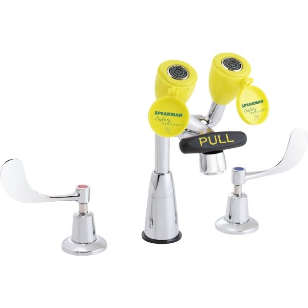 Speakman Chrome Plated Service Sink Faucet And Eyewash With Dual Spray