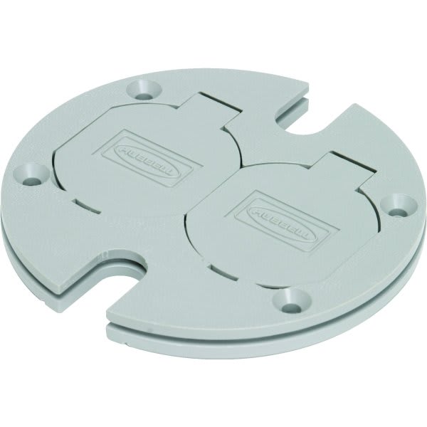 Hubbell Round Duplex Floor Box Cover w/ Lift Lids (Brass) HD Supply