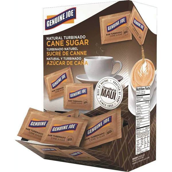 Genuine Joe Turbinado Cane Sugar Unrefined "Brown Package Of 24