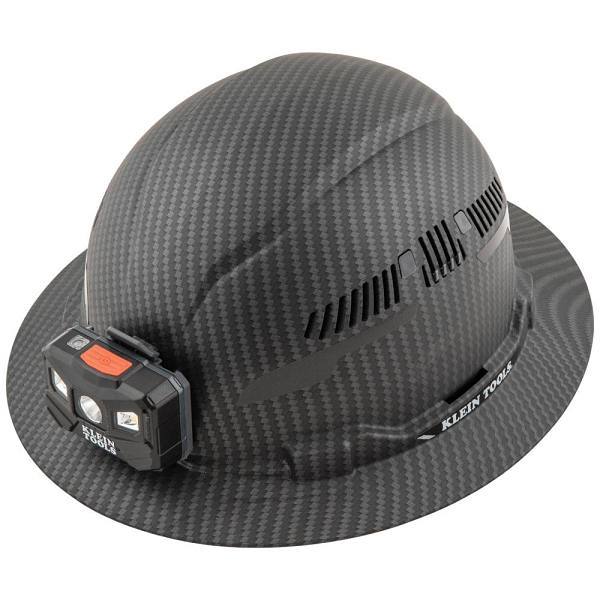 Klein Tools Hard Hat, Premium Karbn™ Pattern, Vented Full Brim, Class C, Lamp