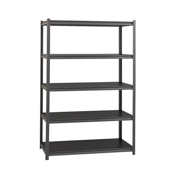 Iron Horse 3200 Riveted Steel Shelving 5-Shelf Unit, 18" D X 48" W X 72" H, Gunmetal Gray / Black