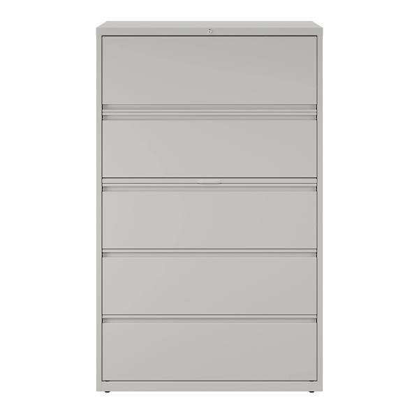 Hirsh 42" Wide 5 Drawer Metal Lateral File Cabinet For Home And Office, Holds Letter, Legal And A4 Hanging Folders, Light Gray