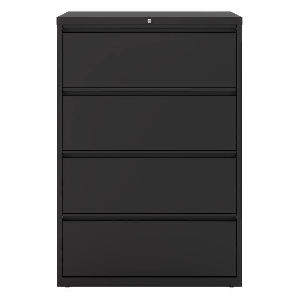 Hirsh 36" Wide 4 Drawer Metal Lateral File Cabinet For Home And Office, Holds Letter, Legal And A4 Hanging Folders, Black
