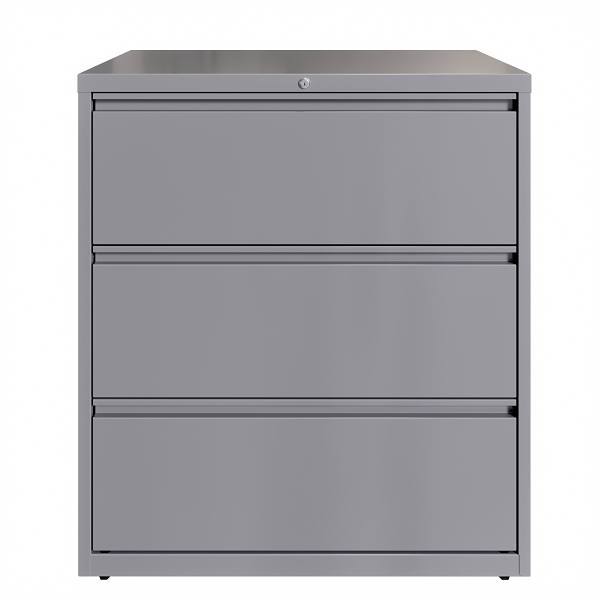 Hirsh 36" Wide 3 Drawer Metal Lateral File Cabinet For Home And Office, Holds Letter, Legal And A4 Hanging Folders, Arctic Silve