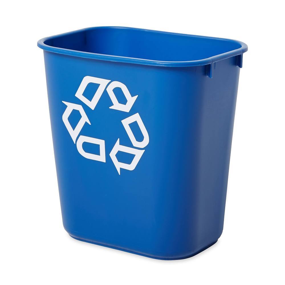 Rubbermaid Commercial 3.4 Gal. Deskside Rectangular Recycling Can, Small, Blue