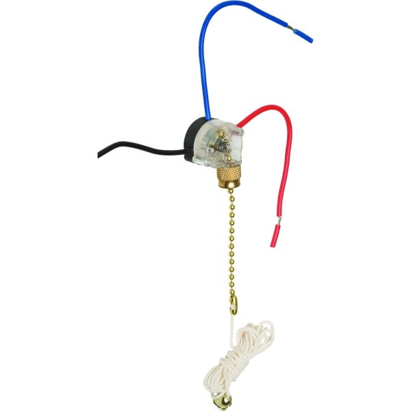 Satco® Single Pole Pull Chain Switch, Brass