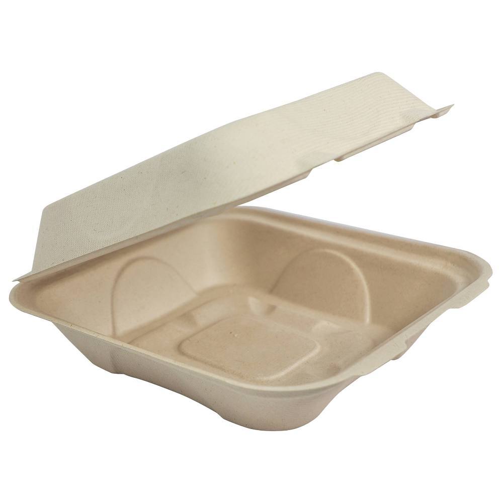 World Centric Fiber Hinged Containers 9.2 X 9.1 X 3.2 Case Of 300