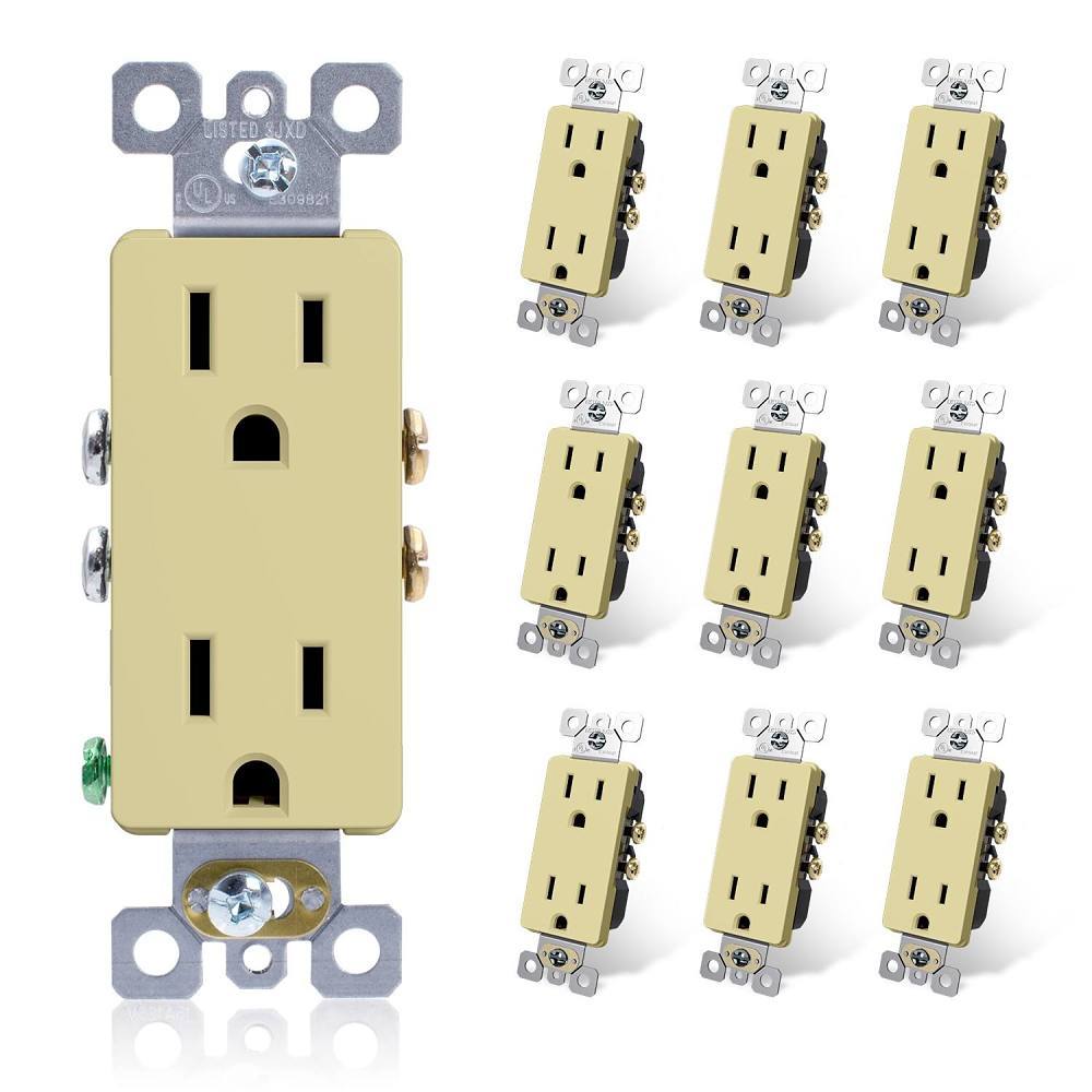 Maintenance Warehouse 15 Amp 125-Volt Decorator Receptacle In Ivory 10-Pack
