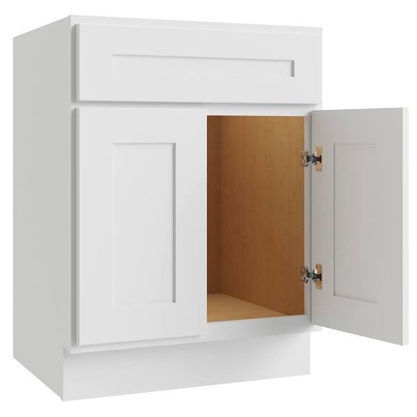 CNC Cabinetry Luxor Vanity Base Cabinet, 5-Pc, 30"Wx34.5"Hx21"D, Shaker White