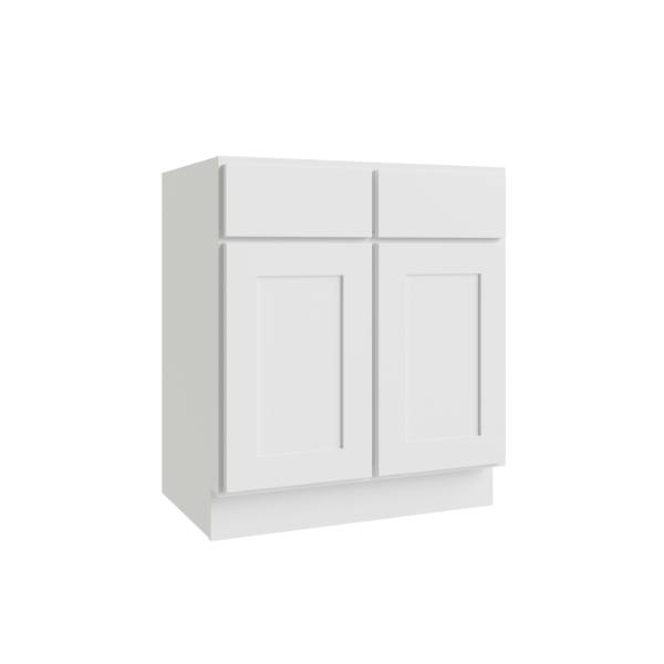 CNC Cabinetry Luxor Vanity Base Cabinet, 30"W X 34.5"H X 18"D, Shaker White