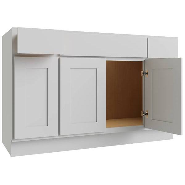 CNC Cabinetry Luxor 4-Door Vanity Base Cabinet, 60"W X 34.5"H, Shaker White