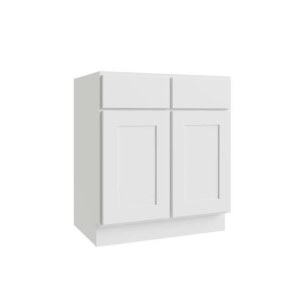 CNC Cabinetry Luxor Vanity Base Cabinet, ADA Height, 36"W X 32.5"H, White
