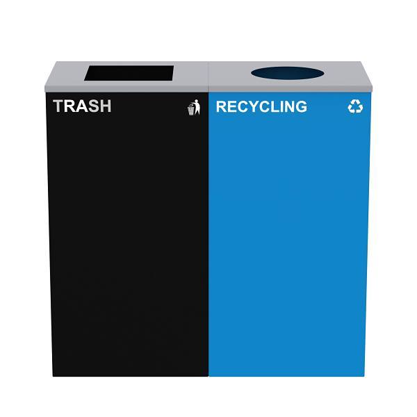 Alpine Industries 58g 2-Stream  - Blue Recycling Bin Station Package Of 2