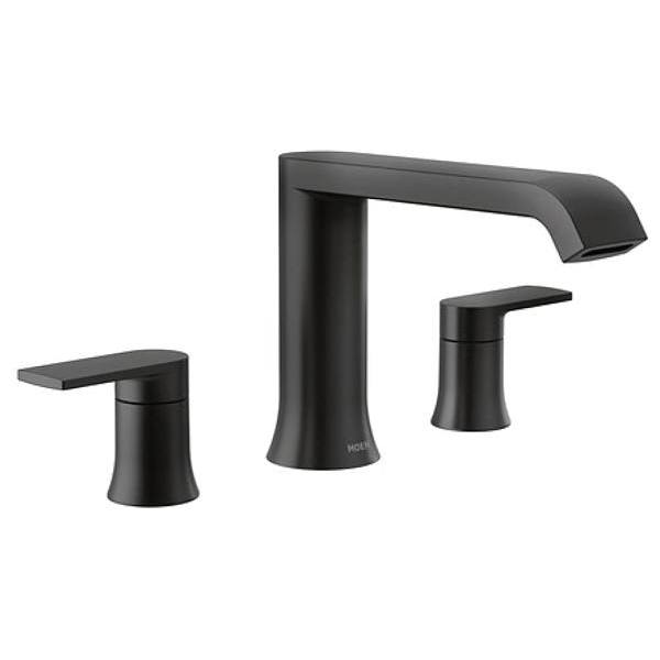 Moen Genta Matte Black Widespread 2-Handle 16 GPM Roman Tub Faucet