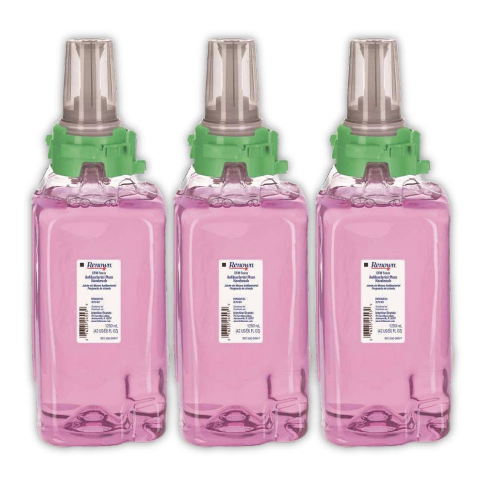Renown Efm 1250 mL Antibacterial Plum Scent Foam Hand Soap Refill For Renown Adx-12 Dispensers, Case Of 3