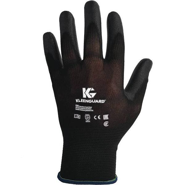 Kleenguard G40 Size 8.0 M Blk Poly Coated Glves Hi Dexterity, Package Of 12