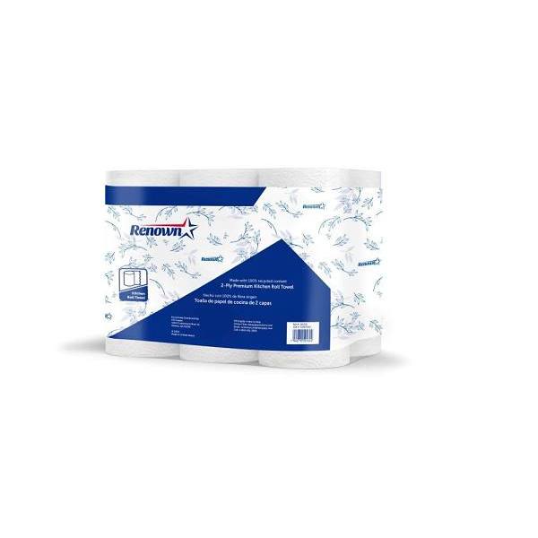 Renown 2-Ply Premium Multipack Kitchen Roll Towel, 6 Rolls/Pack, Case Of 24