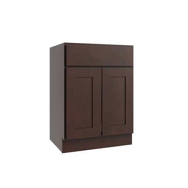 CNC Cabinetry Luxor Vanity Base Cabinet, 36"W X 34.5"H X 21"D, Shaker Espresso