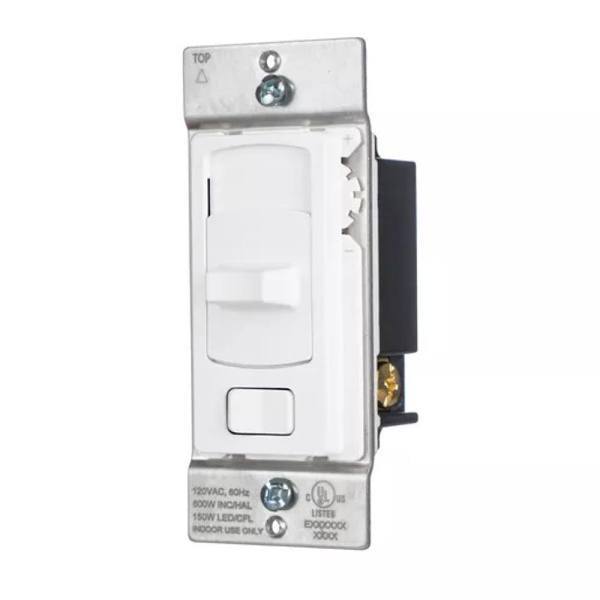 Hubbell Wiring® Single Pole 3-Way 120 Volt Slide Dimmer Switch White