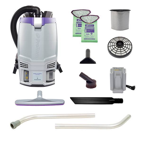 ProTeam Gofit 6 Cordless Com Backpack Vacuum W/Xover Two-Piece Wand Kit