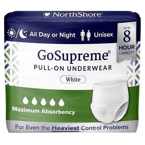 Northshore Gosupreme Pull-On Absorb Undrwear Hvy Incontinence Wht 3xl Case Of 40