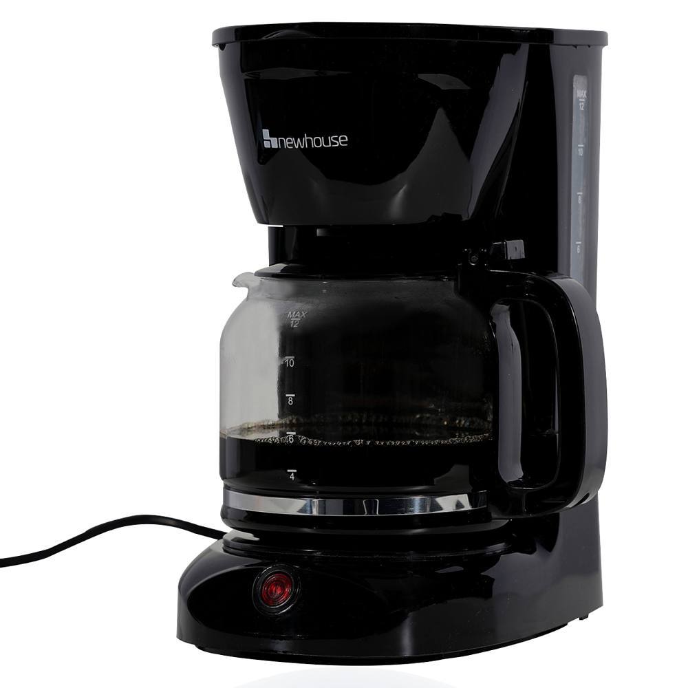 12 Cup Drip Coffee Maker, Glass, Black