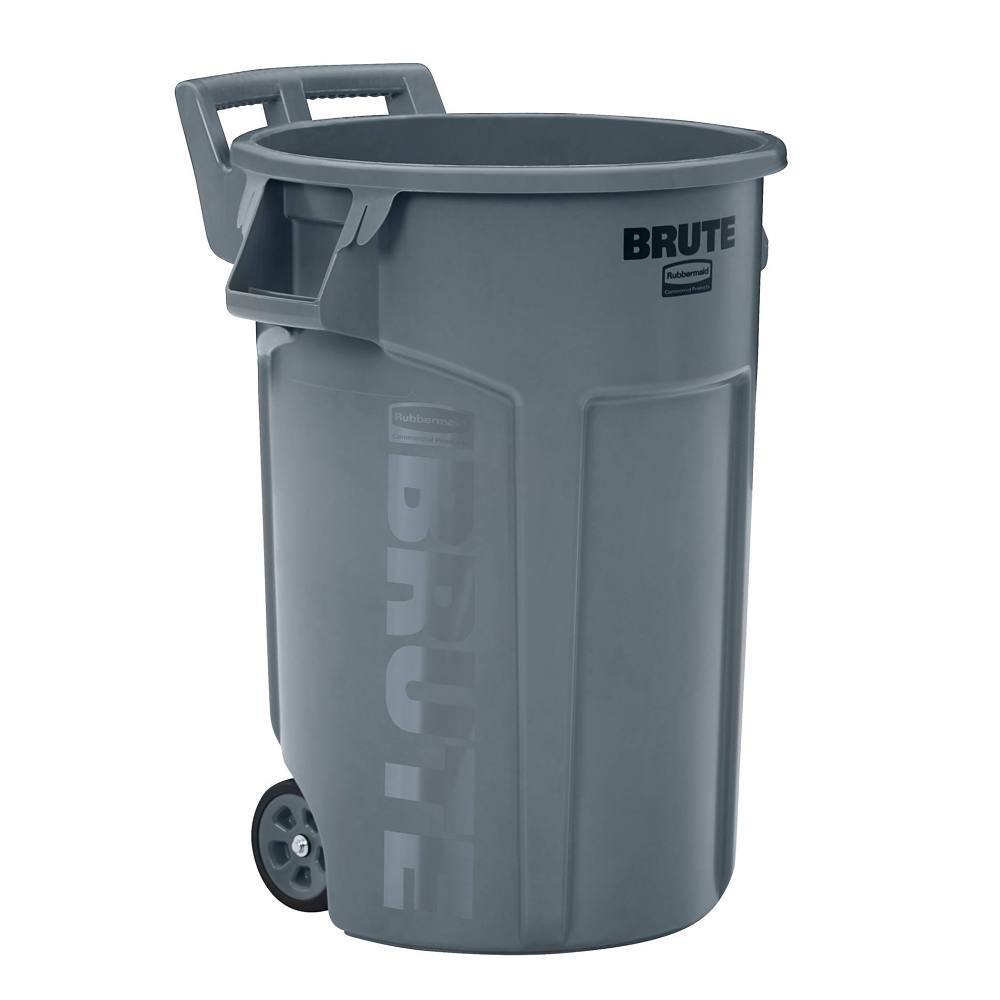Rubbermaid Commercial BRUTE 44 Gal. Round Trash Can, Vented, Wheeled, Gray