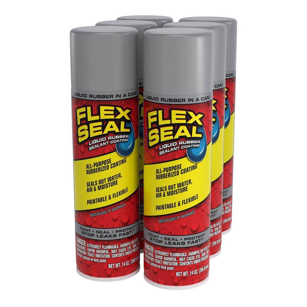 Flex Seal Liquid Rubber Sealant Spray Coating, Gray, 14 Oz. Aerosol, Case Of 6