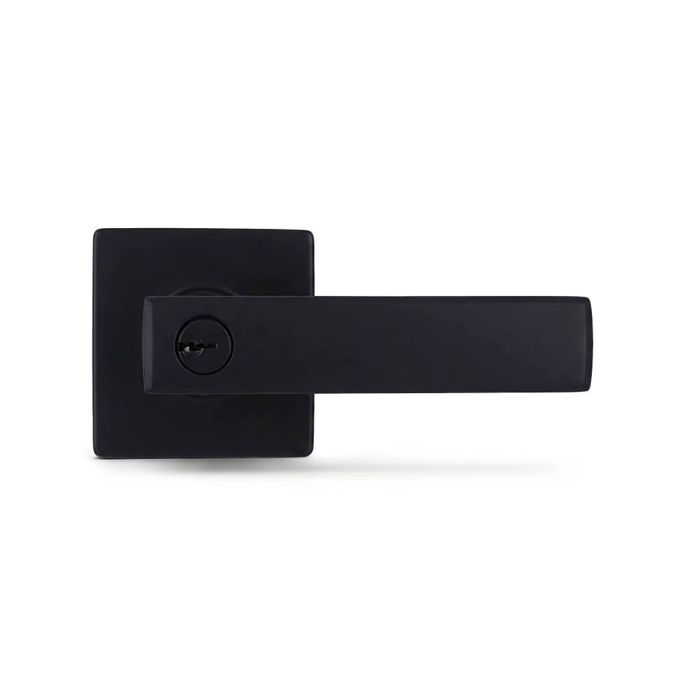 Shield Security Flat Straight Square Rose Kw1 Keyed Entry Door Lever In Matte Black