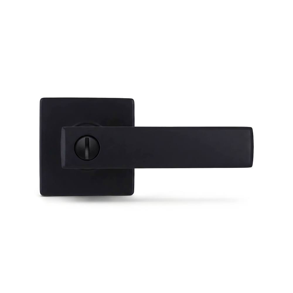 Shield Security Flat Straight Square Rose Turn Button Privacy Door Lever In Matte Black
