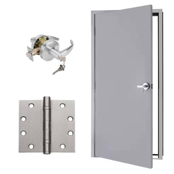 Shield Security Door Kit, 3'0" X 6'8" Door, Frame, Hinge, Entry Handle, Right