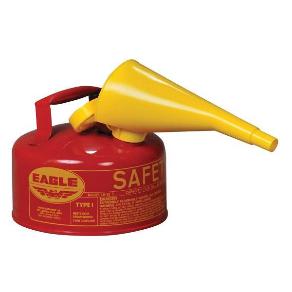 Eagle Type I Steel Safety Can For Flammables 1 Gal. w/Funnel Flame Arrester Red