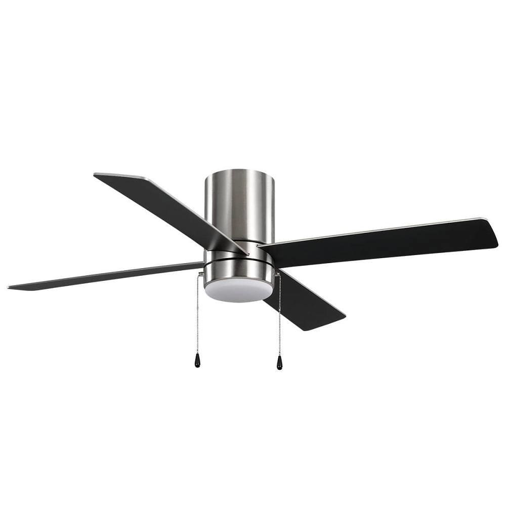 Seasons Quick Install Chasonville 52" Brushed Nickel Indoor LED Ceiling Fan, Reversible Matte Black/Deep Silver 4-Blade