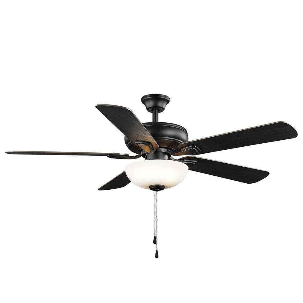 Seasons Quick Install Rexburg 52" Matte Black Indoor LED Ceiling Fan, Reversible Seasoned Wood/Espresso 5-Blade