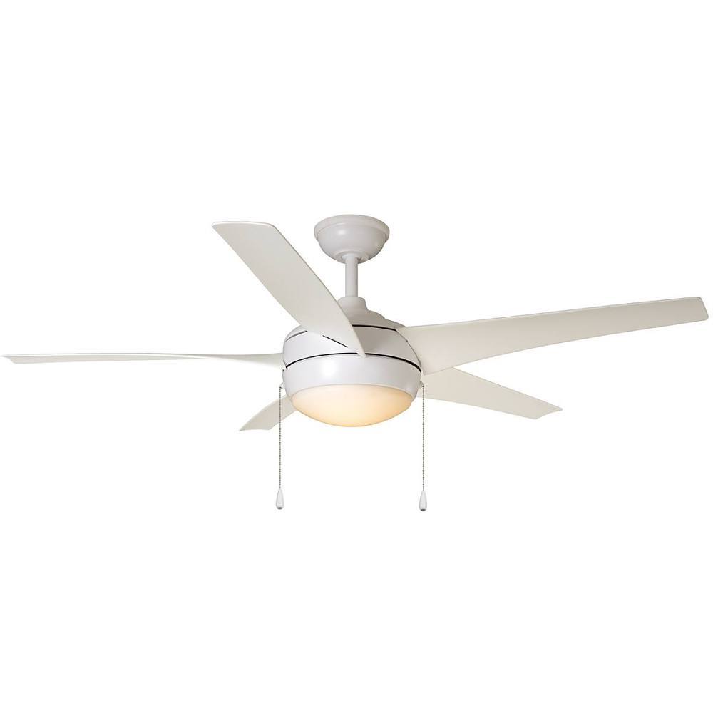 Seasons Quick Install Bryza 52" Matte White Indoor/Outdoor LED Ceiling Fan, Matte White 5-Blade