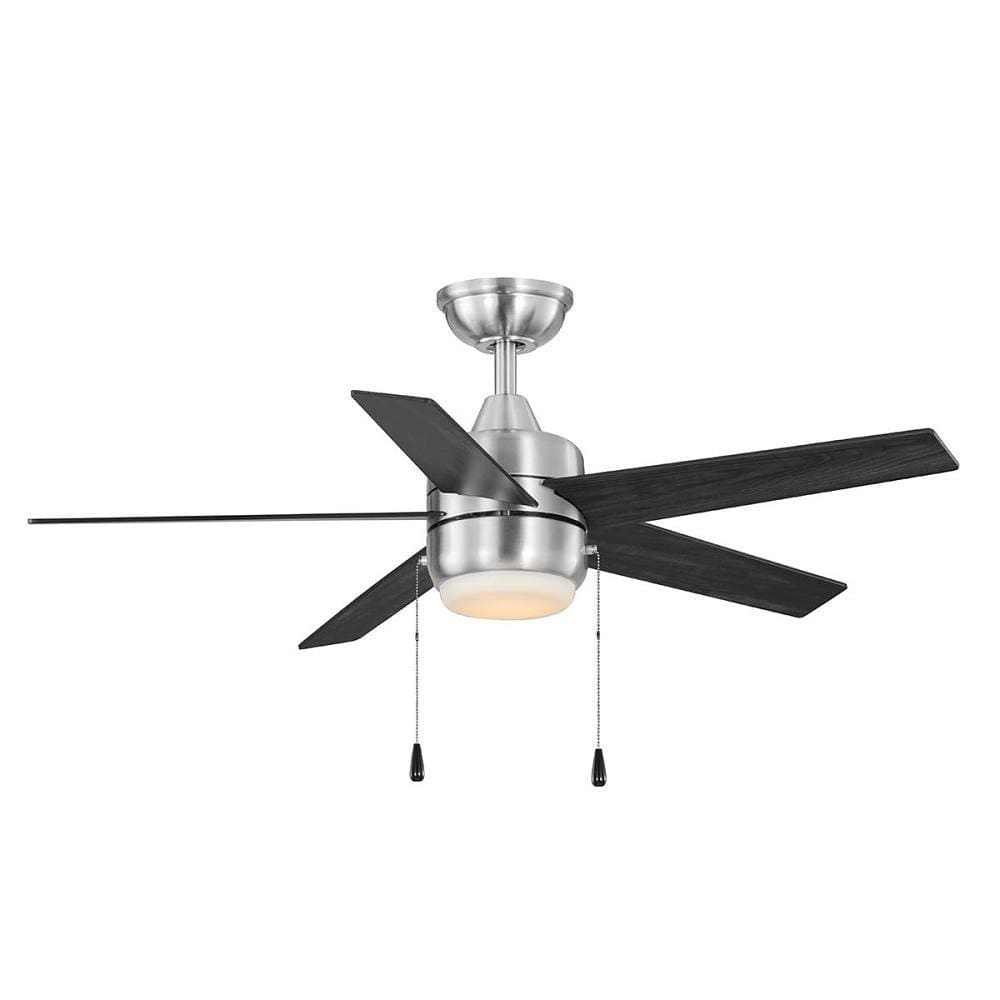 Seasons Quick Install Vega 44" Brushed Nickel Indoor/Outdoor LED Ceiling Fan, Reversible Walnut/Espresso 5-Blade