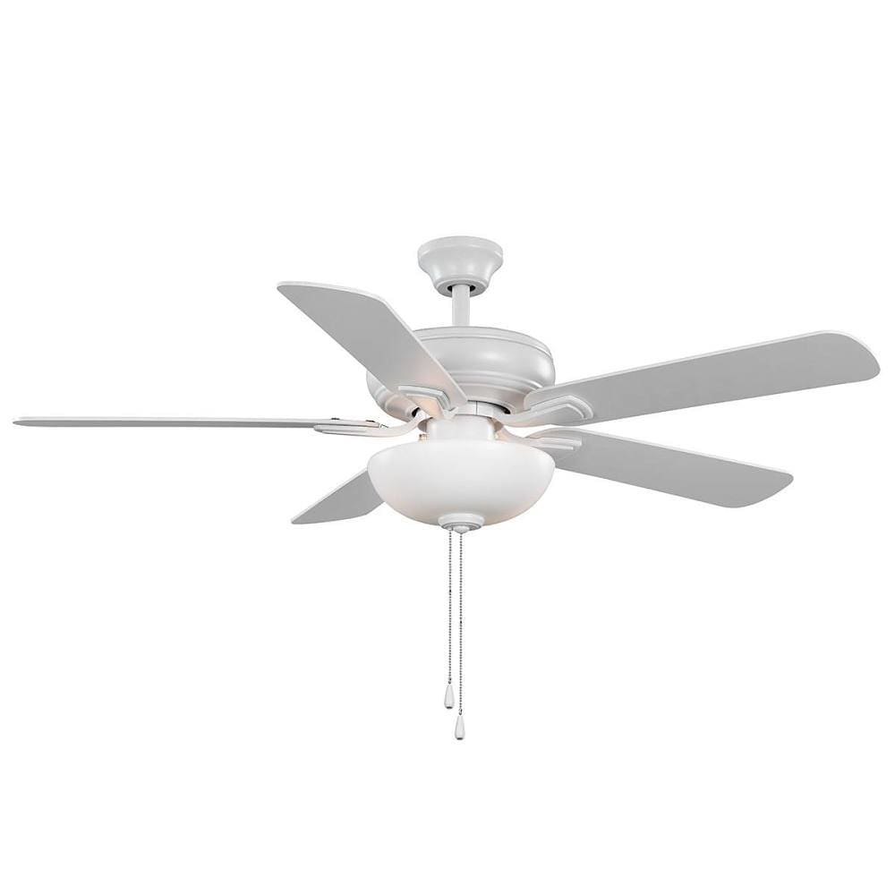 Seasons Quick Install Rexburg 52" Matte White Indoor LED Ceiling Fan, Reversible Matte White/Natural Oak 5-Blade