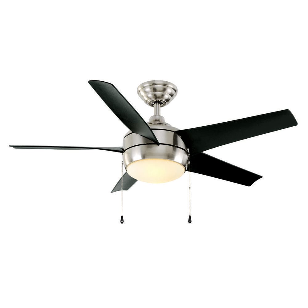 Seasons Quick Install Bryza 44" Brushed Nickel Indoor LED Ceiling Fan, Matte Black 5-Blade