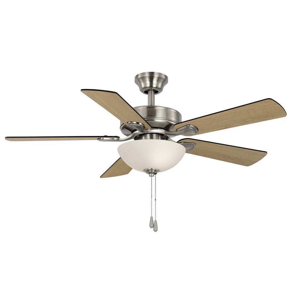 Seasons Quick Install Tarisa 44" Brushed Nickel Indoor LED Ceiling Fan, Reversible Maple/Walnut 5-Blade