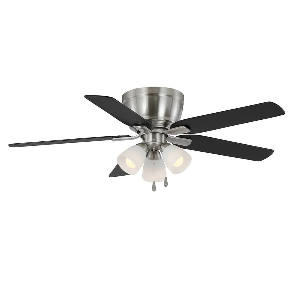 Seasons Quick Install Millhaven 52" Brushed Nickel Indoor LED Ceiling Fan, Reversible Seasoned Wood/Matte Black 5-Blade
