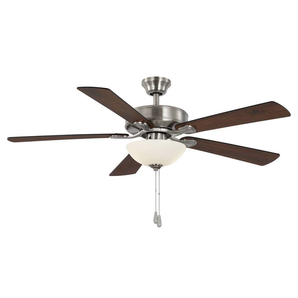 Seasons Quick Install Bonita 52" Brushed Nickel Indoor LED Ceiling Fan, Reversible Walnut/Maple 5-Blade