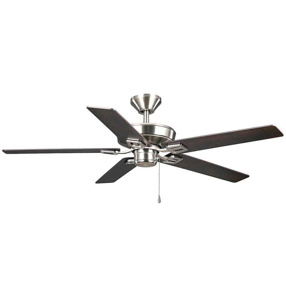 Seasons Quick Install Markan 52" Brushed Nickel Indoor/Outdoor Ceiling Fan, Reversible Pewter Oak/Sable Oak 5-Blade