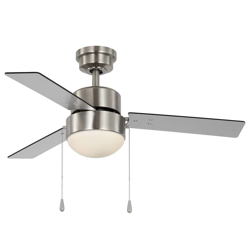 Seasons Quick Install Jalisco 42" Brushed Nickel Indoor LED Ceiling Fan, Reversible Matte Black/Deep Silver 3-Blade