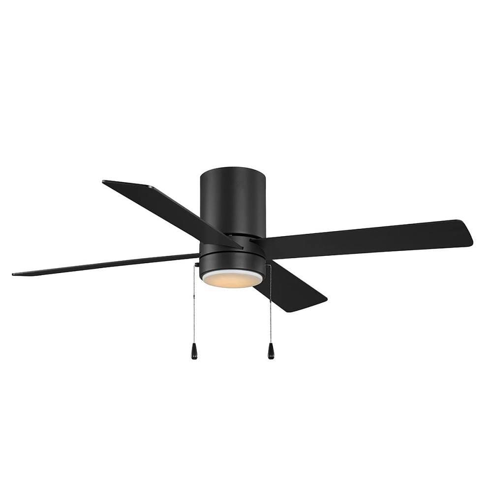 Seasons Quick Install Chasonville 52" Matte Black Indoor Ceiling Fan, Integrated Light And Reversible Oak/Black 4-Blade
