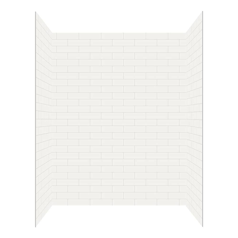 Seasons 60 In. W X 32 In. D X 78 In. H 4-Piece Glue Up Alcove Shower Wall Semi Smooth, Subway Tile Patter, White