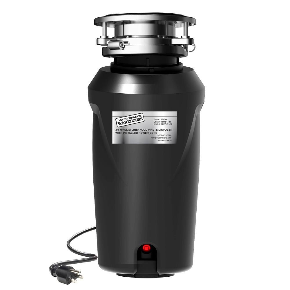 Maintenance Warehouse 3/4 Hp Slim-Line Disposal With Installed Power Cord