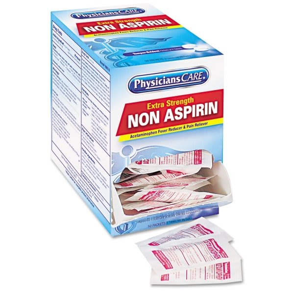 PhysiciansCare Non Aspirin Acetaminophen Medication, Two-Pack, 50 Packs/Box