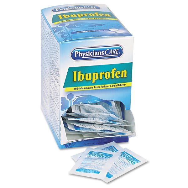 PhysiciansCare Ibuprofen Pain Reliever, Two-Pack, 125 Packs/Box