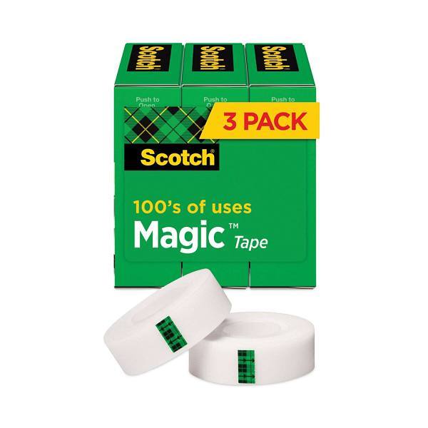 Scotch Magic Tape Refill 1" Core 0.75"X83.33 Ft Clear Package Of 3